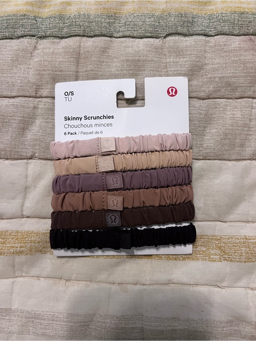 lululemon Skinny Scrunchies 6-Pack in Blush, Beige, Mauve, Taupe, Brown, Black